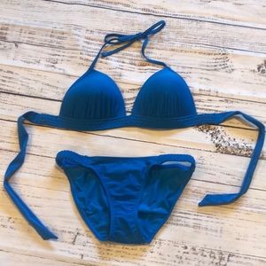 Aerie American Eagle Bikini 2 Piece Set in Blue Top Sz Lg/Bottoms Sz Sm